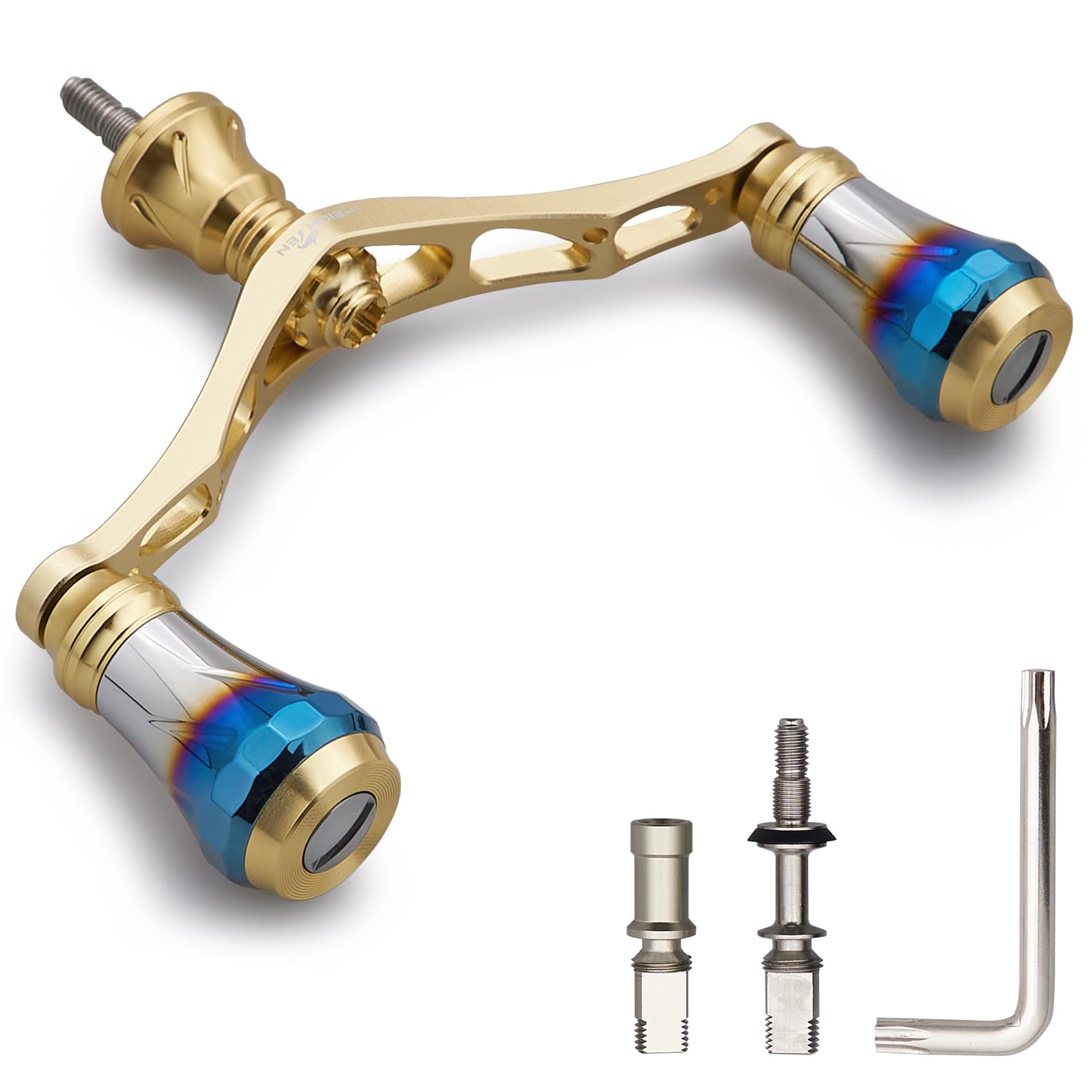 

Рукоятка катушки HEIGHTEN 95 мм с ручкой-кнобом 20 мм для спиннинговых катушек Daiwa и универсальных катушек серии Aurora V1.0 Shimano, (V1.0 - Золото)