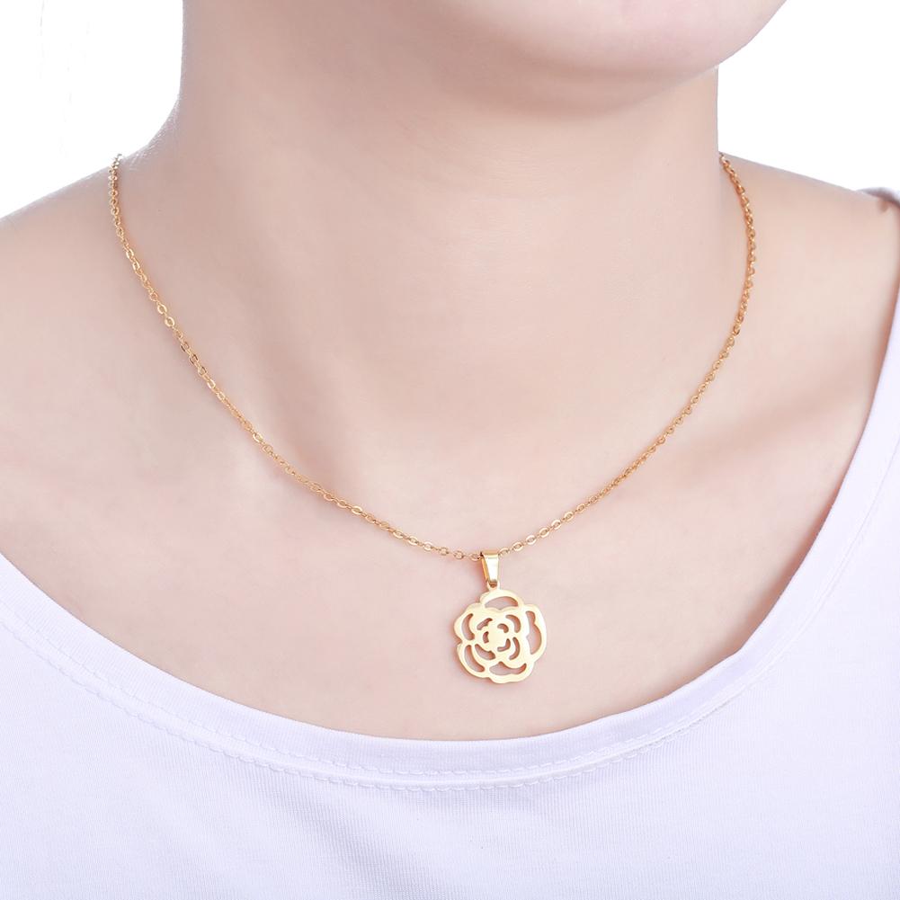 Lady Elegant Flower Ornament Set Golden Colour Necklace & Ear Stud Festival Birthday Gift Photo Props