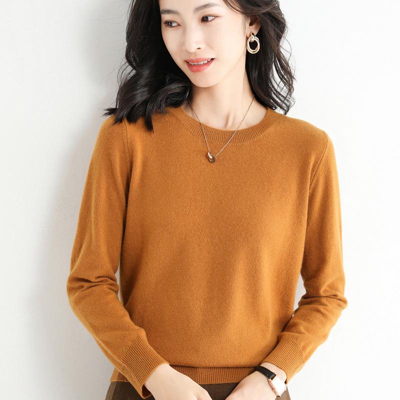 Winter New And Autumn Round Neck Sweaters Womens Pullover Knitwear Solid Color Long Sleeve Womens Sweaters
