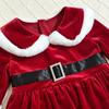 Baby Girls Velvet Christmas Bodysuit Dress for Infant Toddler Holiday Party Outfit