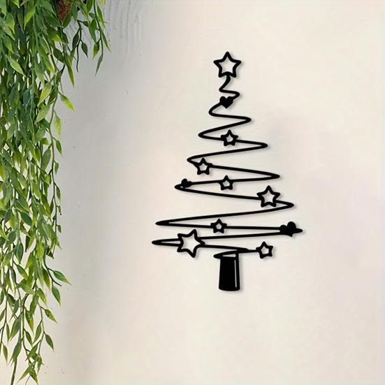 Metal Christmas Tree Wall Decoration Modern Minimalist Black Abstract Tree Wall Art Home Office Living Room Bedroom Wall Hanging Ornament