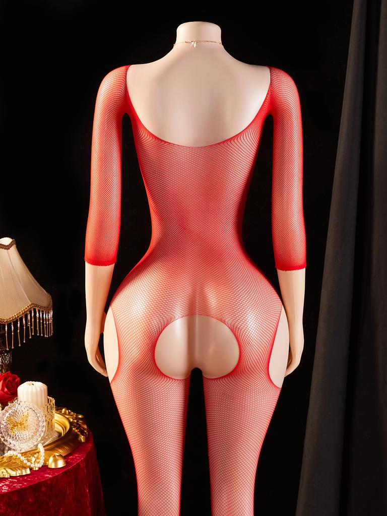 Women Sex Stockings Transparent Bodystocking Off Shoulder Fishing Net Fashion Long Sleeves Lingerie Babydoll Underwear Lenceria