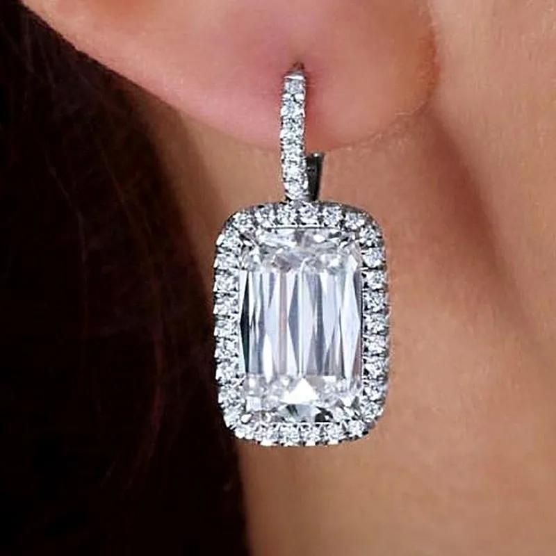 Vintage Sterling Silver Shinning AAA Zircon Earrings for Women Trendy Earring  Prevent Allergy Party Accessories Gift