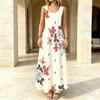 Summer Lightweight Flowy Beach Vacation Dress Sleeveless Minimalist Flared Long Skirt Flattering for Daily Casual Wear