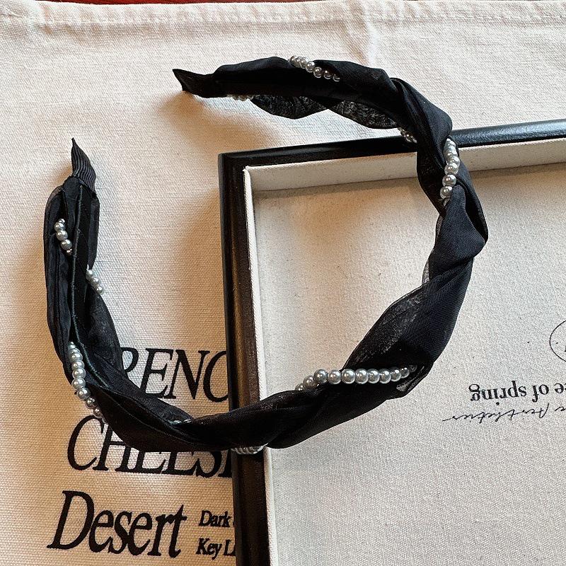 Korean Sweet Pearl Twist Mesh Headband - Elegant Women's Hair Accessory for Outings