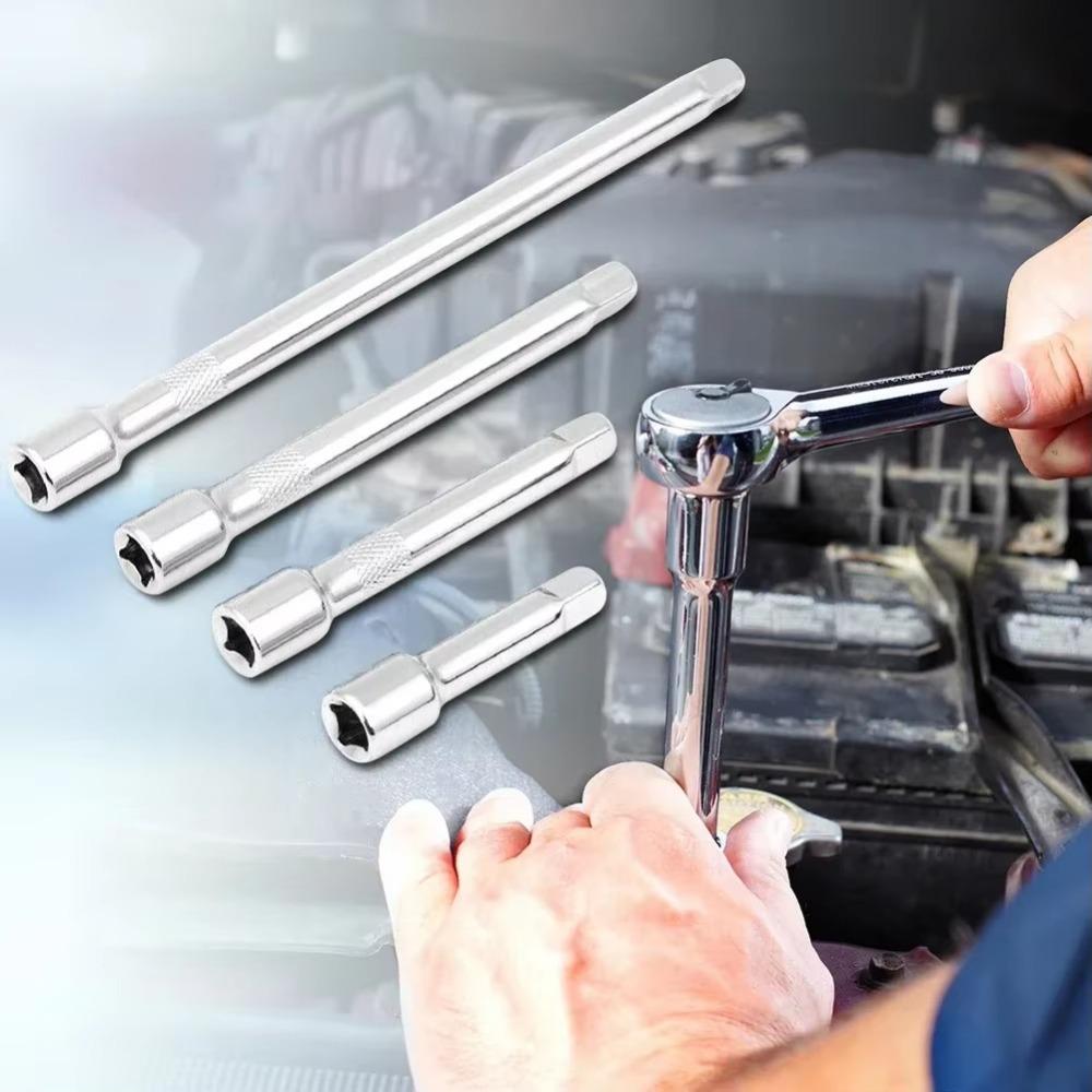 4pcs/set Steel Ratchet Wrench 1/4‘’ Extension Rod Socket Extension Bar  Connecting Rod Accessories