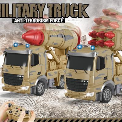 Neues 1/24 2,4G RC-Truck-Funkgesteuertes Auto 10-Kanal-Militärraketenfahrzeugmodell Raketenwerfer mit Startfunktion Spielzeug Jungengeschenk