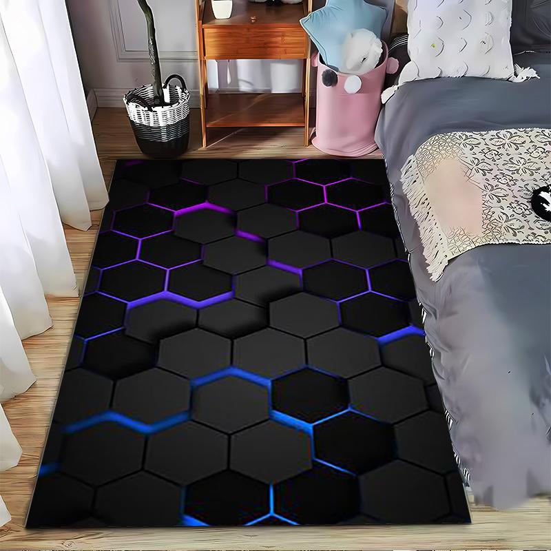 

Hexagon Pattern Carpet with Gradient Purple and Blue Lighting Effects Suitable for use as an anti-slip for living room bedroom sofas 40x60cm( 15x23in )