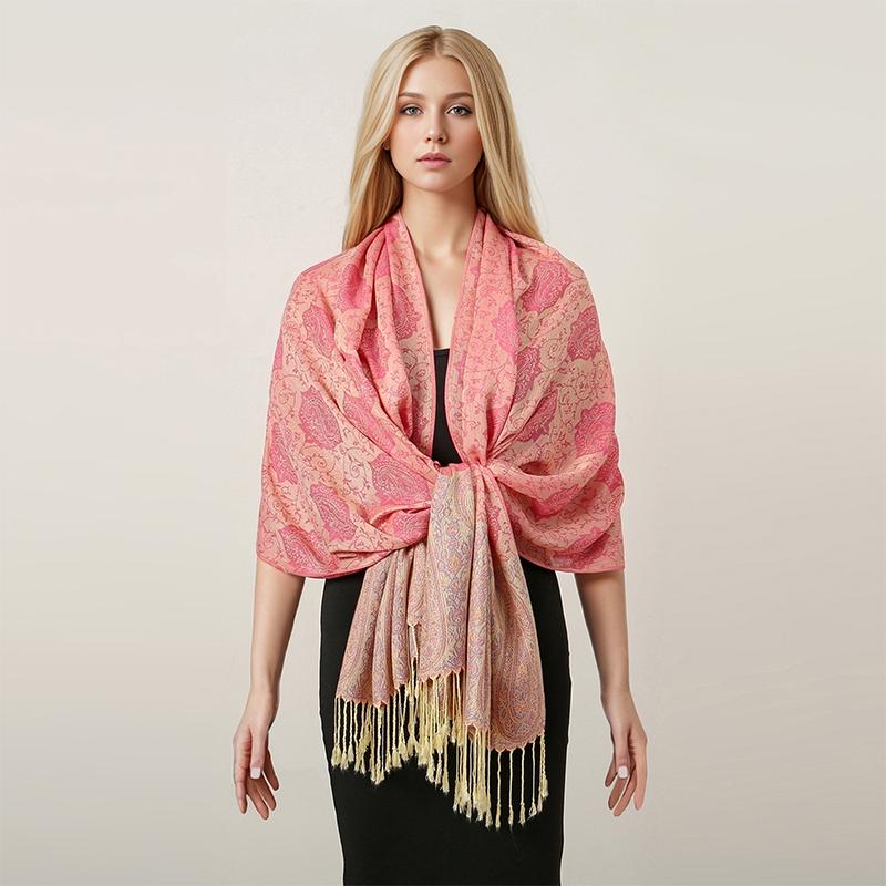 NEW Winter Women Bufanda Jacquard Scarf Printed coquette fashion Silky Long Shawl Ethnic Fringed Travel Scarves