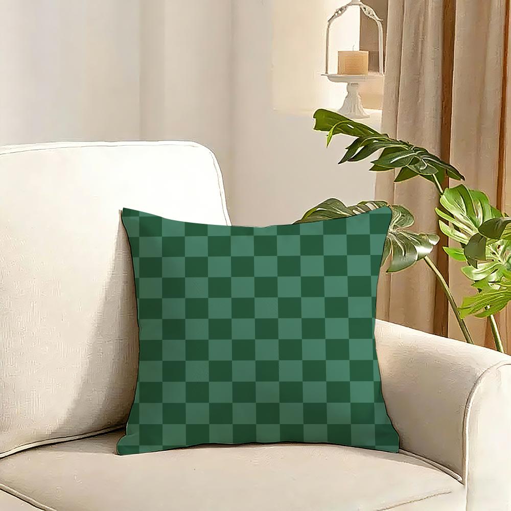 Bohemia Green Cushion Cover Reversible Plush Pillow Cover Soft Fluffy Home Decor for Sofa Bedroom