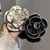 Elegant Camellia Hair Tie for Women High Elasticity Polyester Ponytail Holder Fashionable Versatile Black Fabric Scrunchie