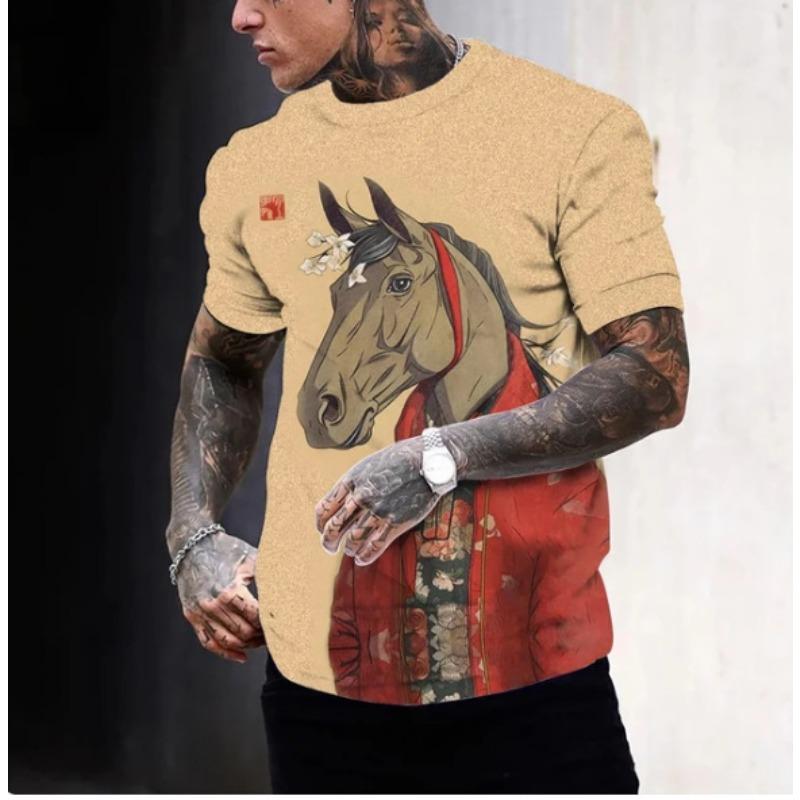 

Летние футболки с 3D-принтом в стиле укиё-э, с круглым вырезом, с коротким рукавом, в хип-хоп оригинальном стиле, мужские футболки 6XL