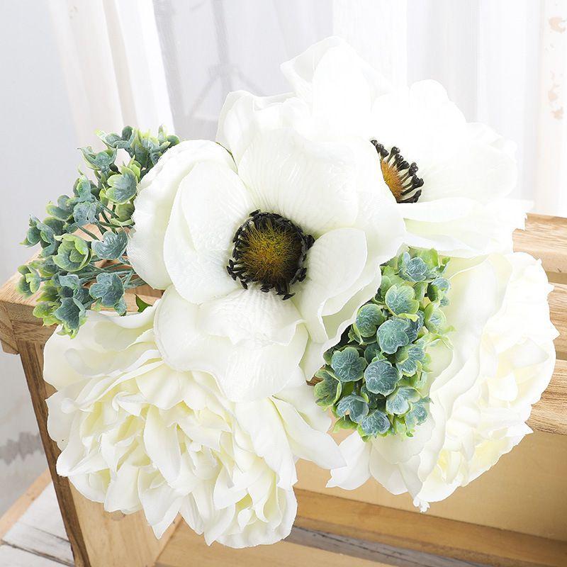 Peony Poppy Bouquet Gypsophila Simulation Flower Home Decor Photography Prop