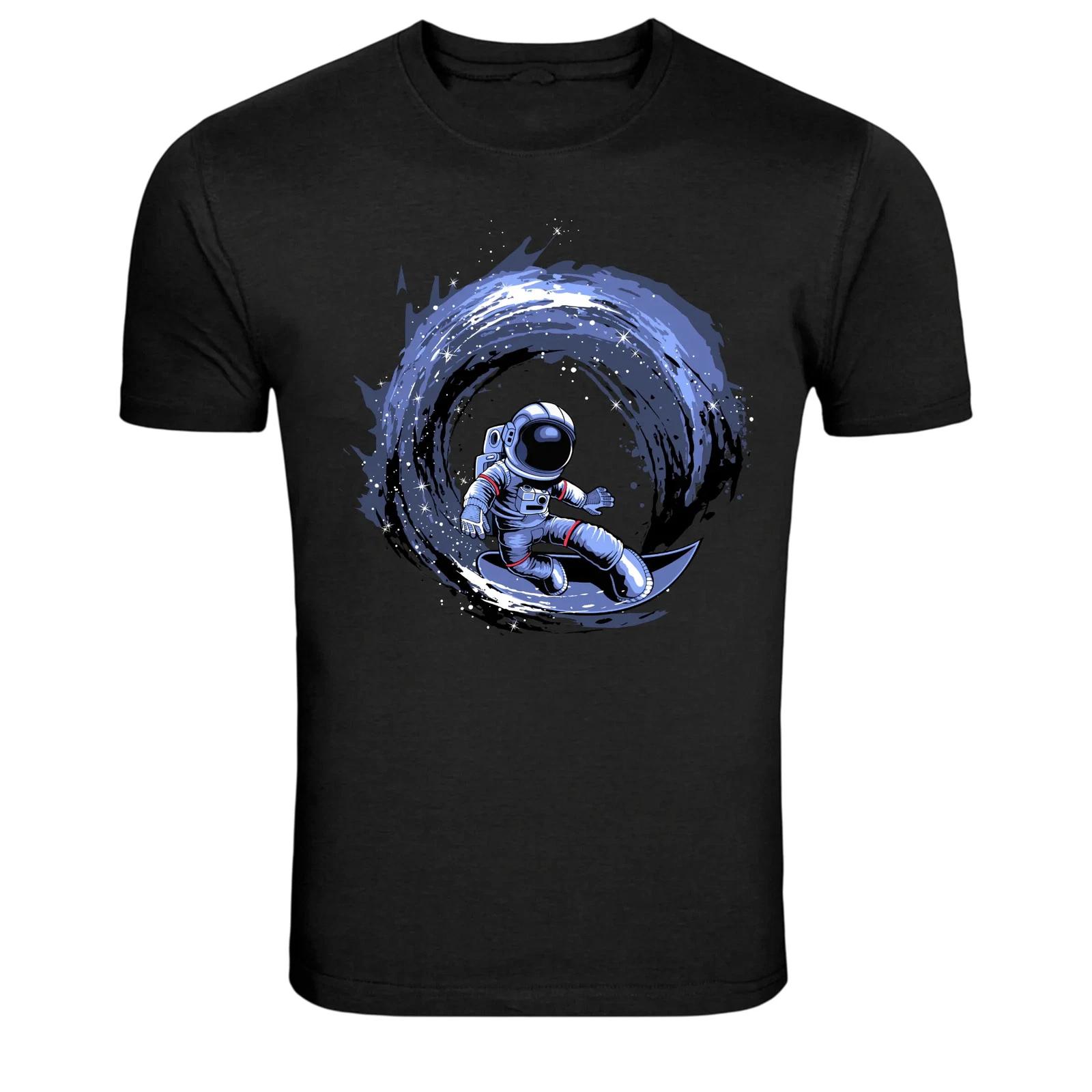 Astronaut Surfing Cosmic Wave Space Graphic T-Shirt 4XL