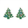 Colorful Rhinestone Drop Ear Drop Dangle Crystal Xmas Studs Christmas Tree Earrings  Fashion Women