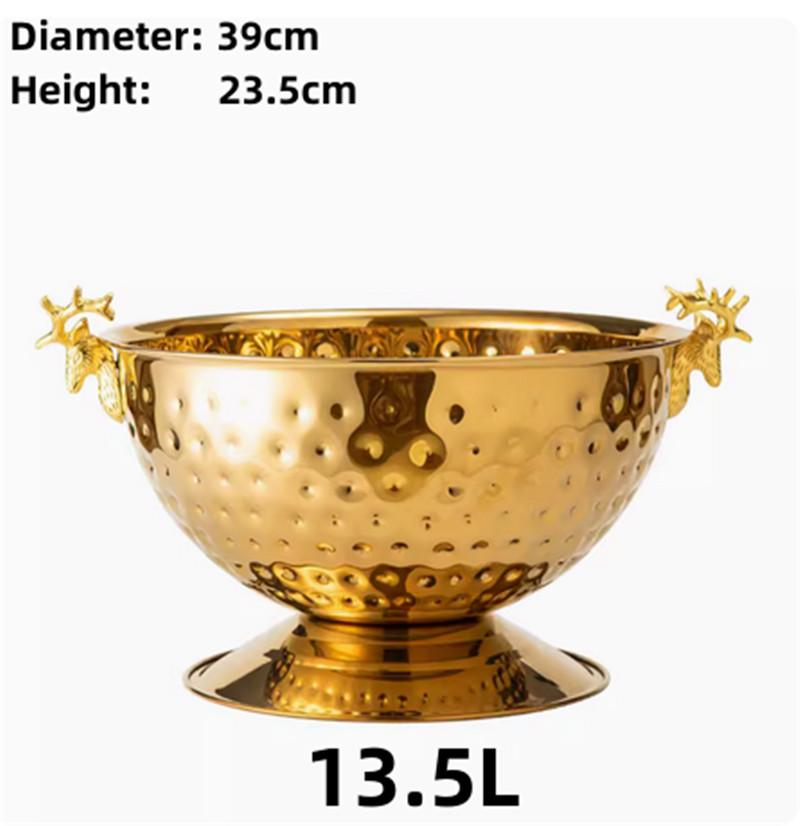 304 stainless steel Deer Head ear GOLD SILVER big ICE BUCKET BOWL CHAMPAGNE Large champagne bar bucket beer bucket basin