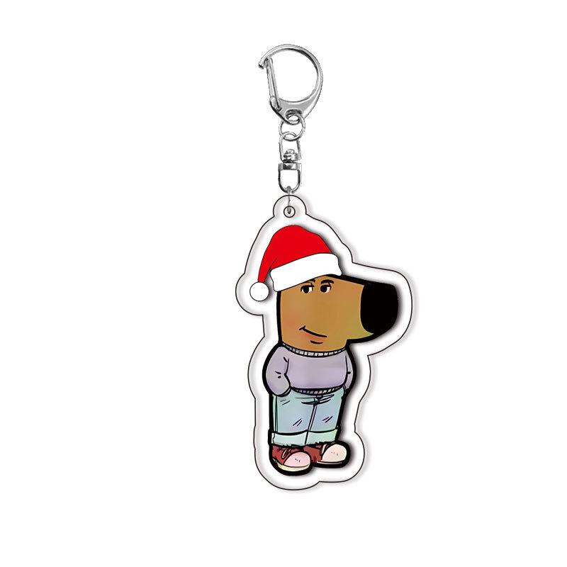 Christmas Cartoon Dog Pattern Acrylic Keychain Fashion Cute Girls Boys Funny Charming Bag Charm Ring Ornament Couples Gifts Toys