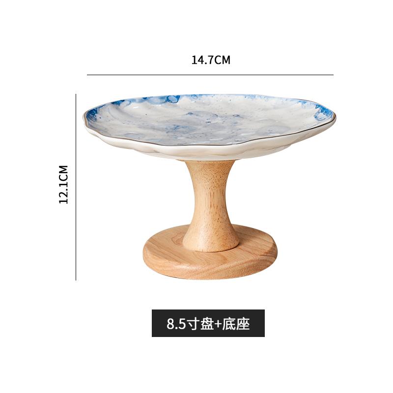 Ceramic Plate Dinner Plate Fruit Salad Bowl 2 Layer Cake Stand Tall Feet Cake Pan Display Stand Dessert Bowl Decorative Plates