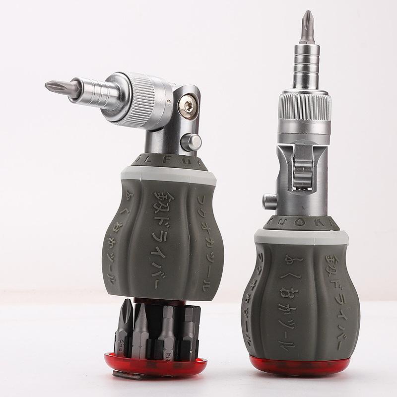 Multifunctional Ratchet Screwdriver 180degree 8-in-1 Adjustable Angle Domestic Maintenance Mini Quick Ratchet Screwdriver Set