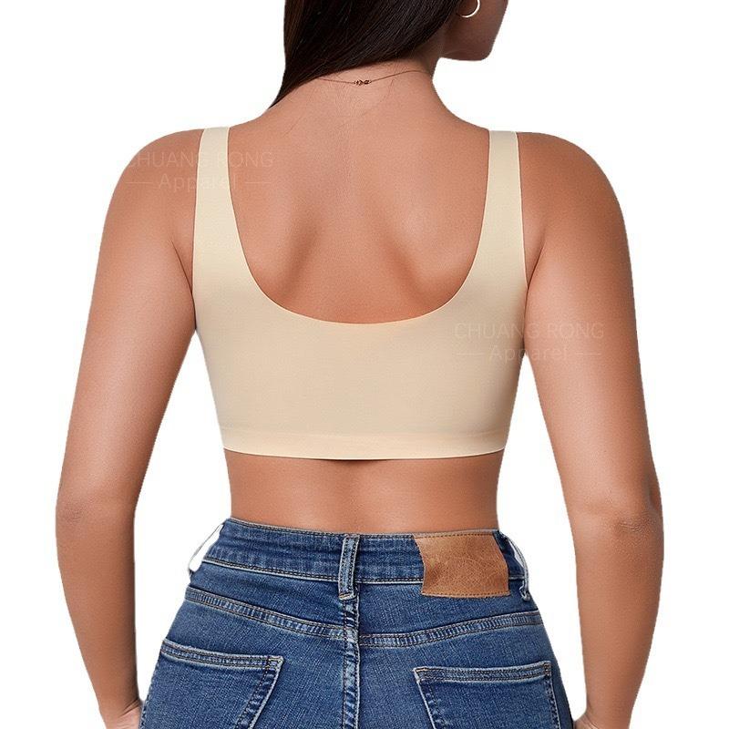 Plus Size Seamless Wirefree Removable Pads Backless Women Sports Bra