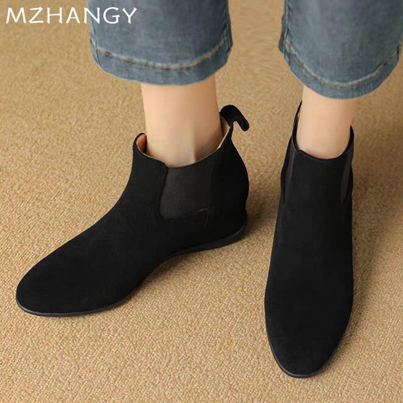Wedges Women Ankle Boots Suede Designer Shoes Woman 2025 Trend Snow Boots Fashion Walking Winter New Goth Mujer Chelsea Boots