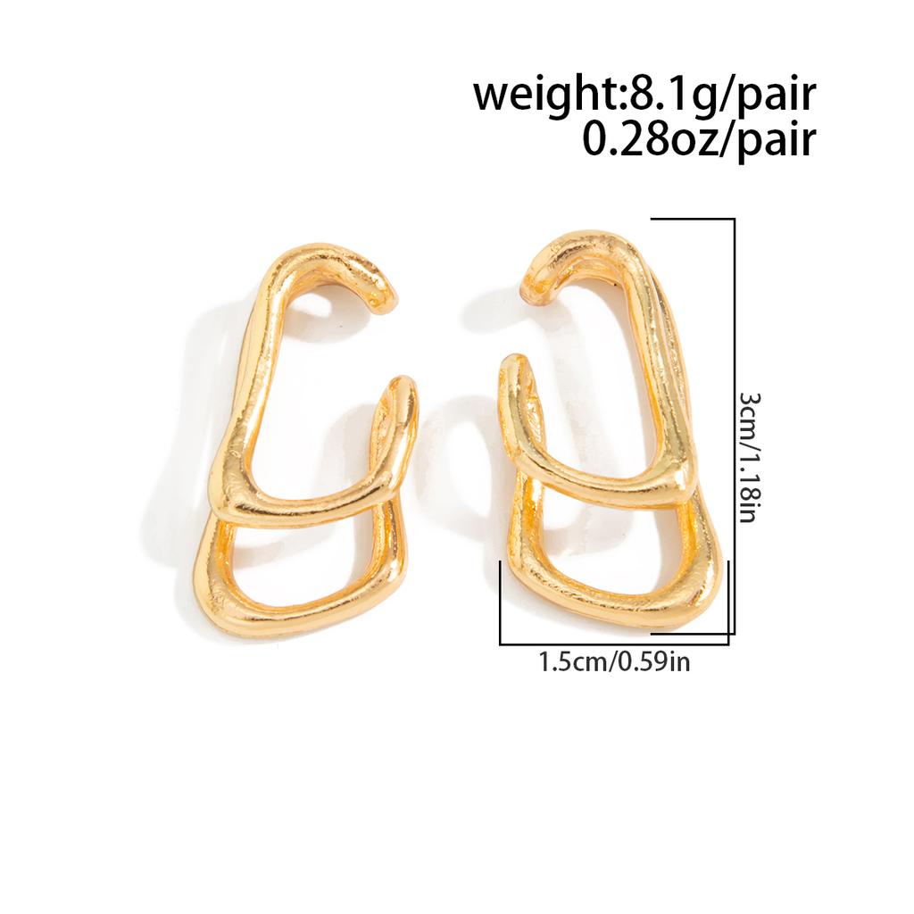 Ingemark Minimalism Gold Color Irregular Geometry Clip Earring for Women Vintage Metal No Piercing Earring 2026 New Year Jewelry