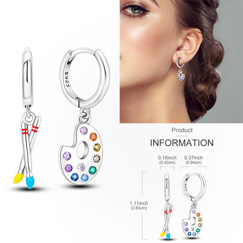 925 Silver Hoop Earring Moon Sun Earring Pendent Zircon Heart Shape Star Eardrop For Women Girl Making Jewelry