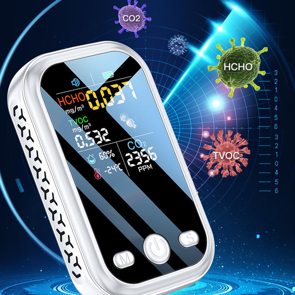 Portable Air Quality Monitor with CO2 Temperature & Humidity Detection Compact Indoor Air Quality Test for Homes Office