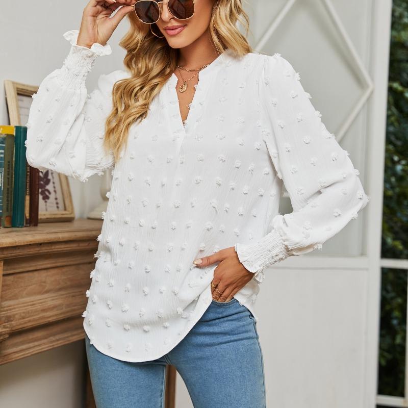 Blusas y Camisas Casuales de Moda para Mujer JPNTKY de Manga Larga con Cuello en V