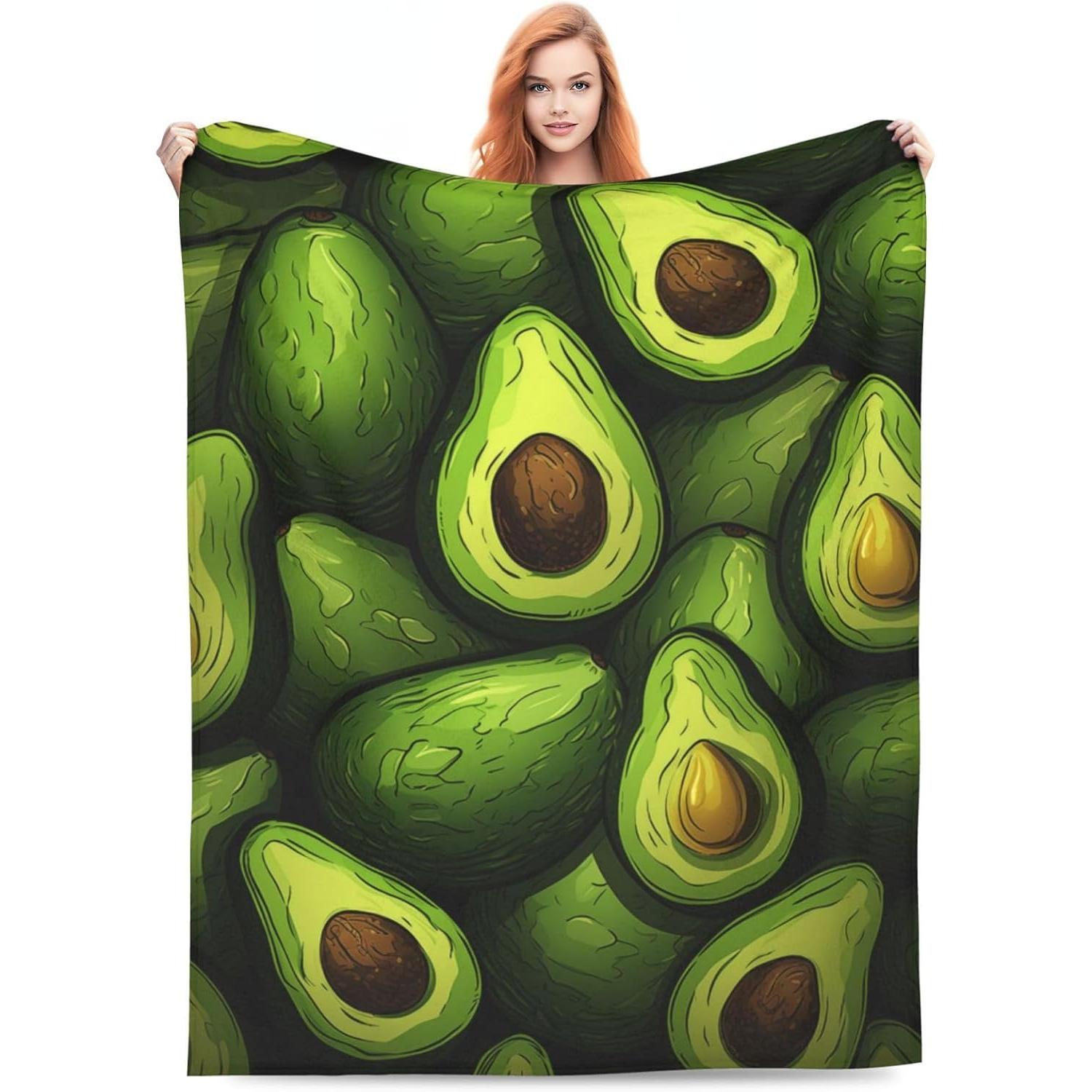 

Avocado Fruit Blanket Gifts for Women Men Kids Flannel Throw Blankets Soft Comfy Lightweight for Home Decor Couch Bed Sofa 50x40 75x90cm