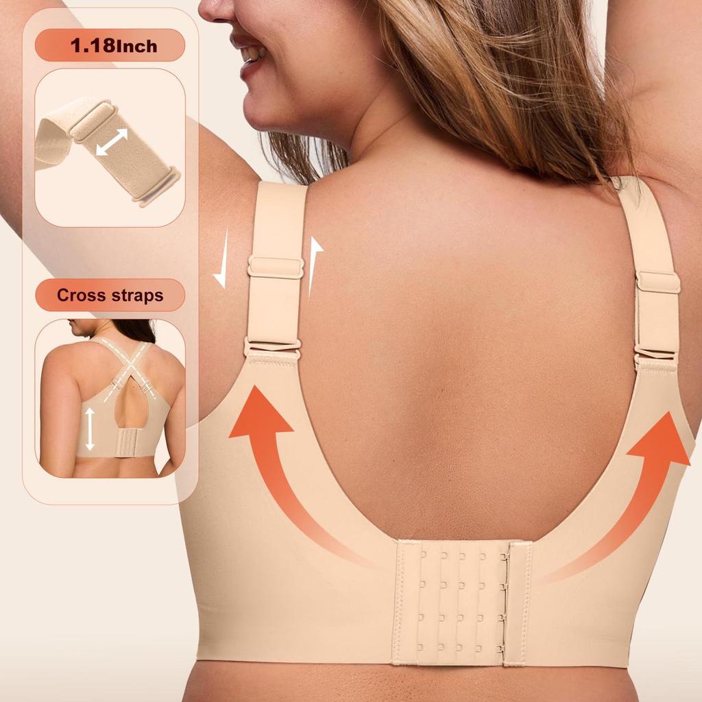 Bezprzewodowy Biustonosz Bezszwowy Podtrzymujący dla Kobiet: Wygodny Duży Rozmiar dla Dużego Biustu, Idealny dla Kobiet w Średnim Wieku i Starszych.