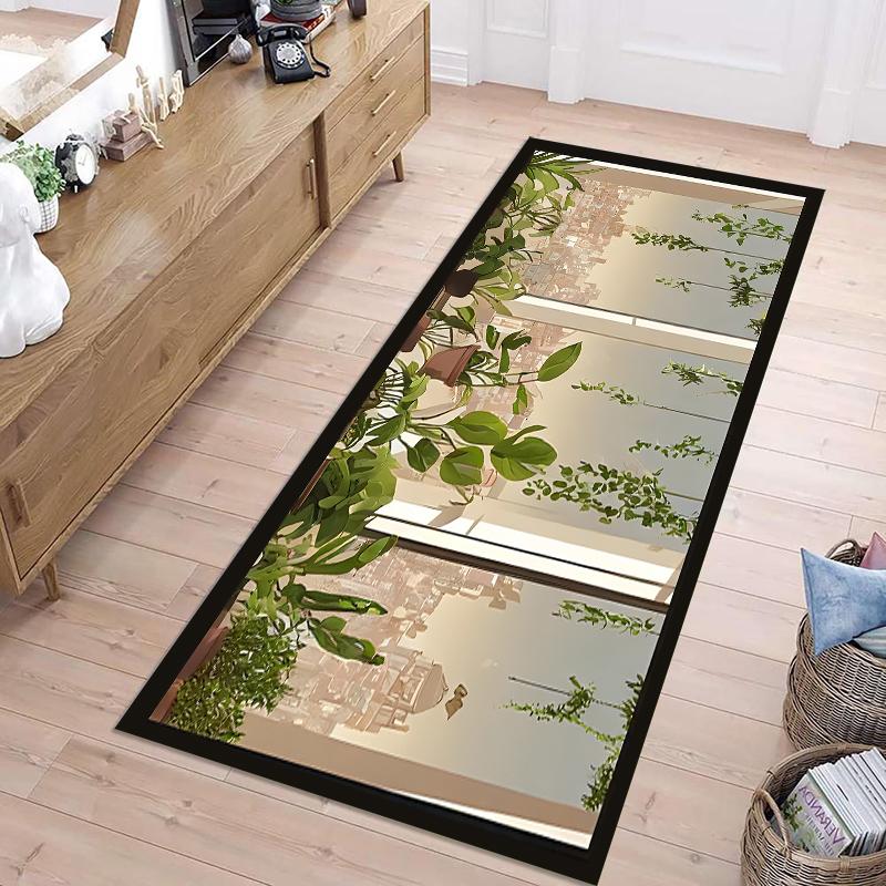 Green Non-slip Runner Rugs Soft Entrance Kitchen Carpet Floor Mat Home Decor Entryway Foot Mats Kitchen Staircase Long Rug Gift
