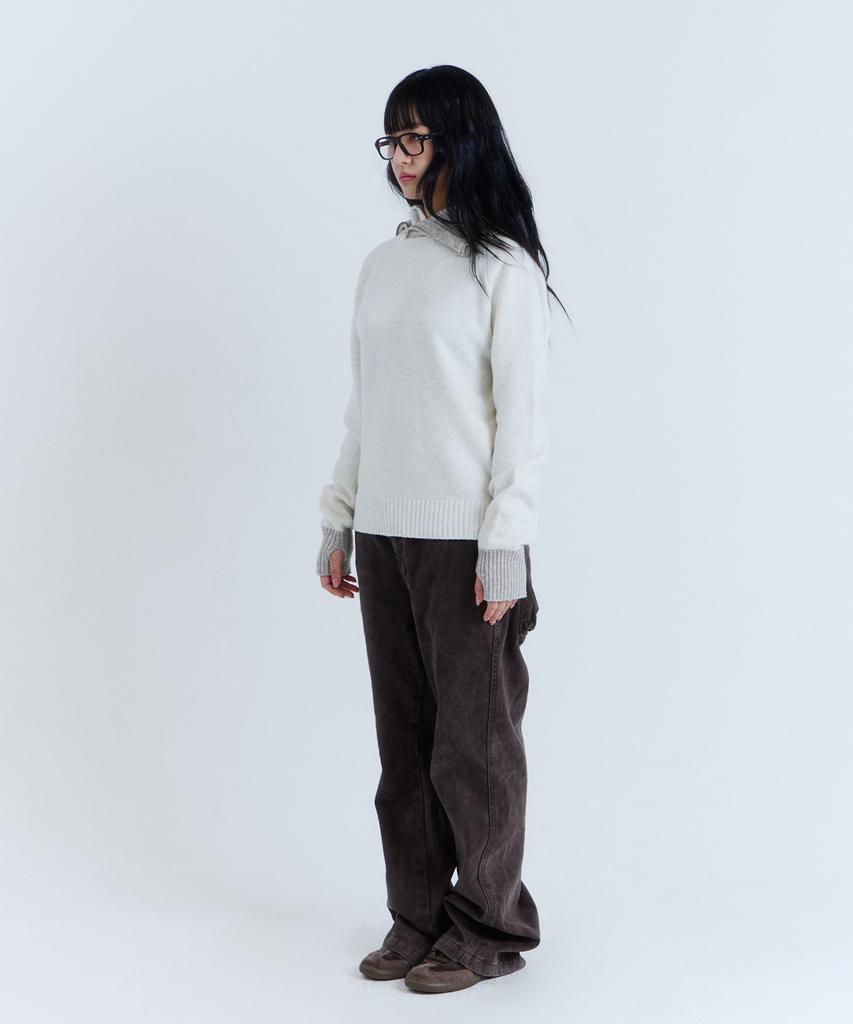 PARADIGMFILM [Ep.03] Slant High-Neck Hooded Knit (Ivory)