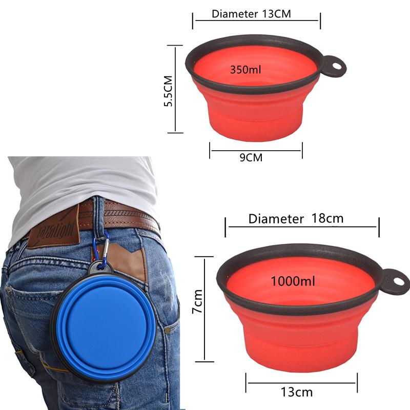 350/1000ML Large Collapsible Dog Cat Folding Silicone Bowl Portable Puppy Food Container Outdoor Feeder Dish Bowl Dog Accessorie