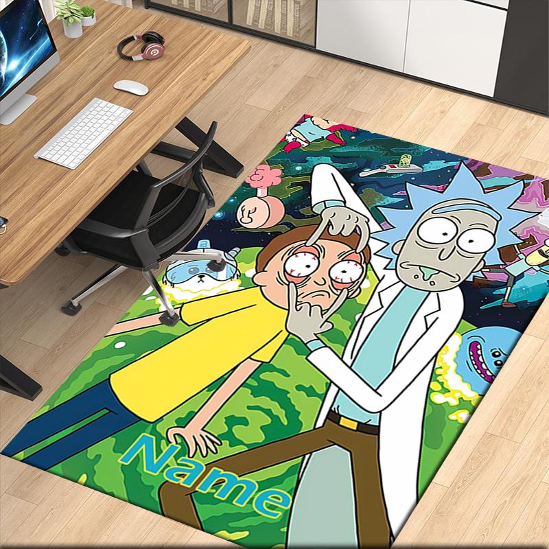 Custom Name Rick and Morty Printed Carpet, for Office Chair Living Room Bedroom Kitchen Room Decor Gifts.
