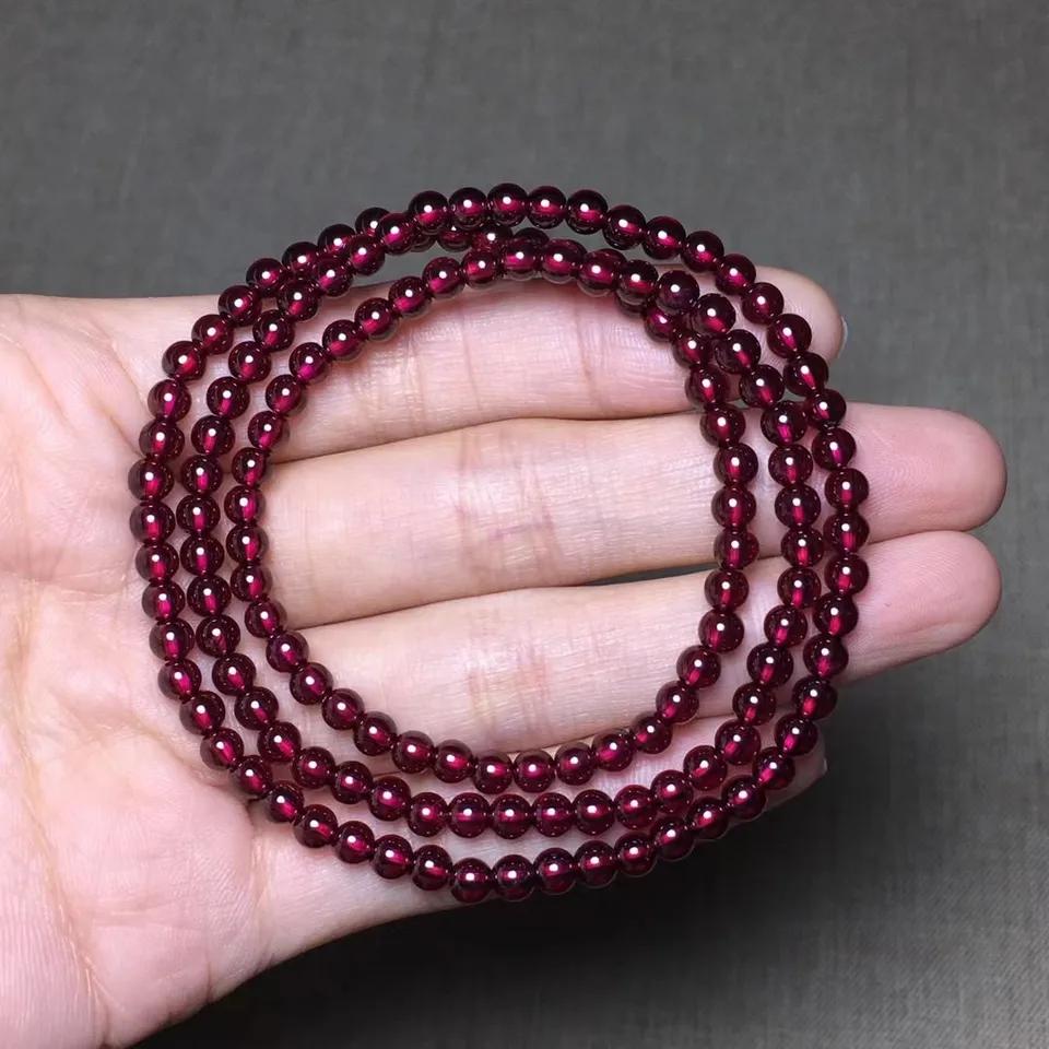 4mm Natural Red Garnet Bracelet Jewelry for Women Man Healing Luck Love Gift Beads Stone Crystal Energy Gemstone Strands AAAAA