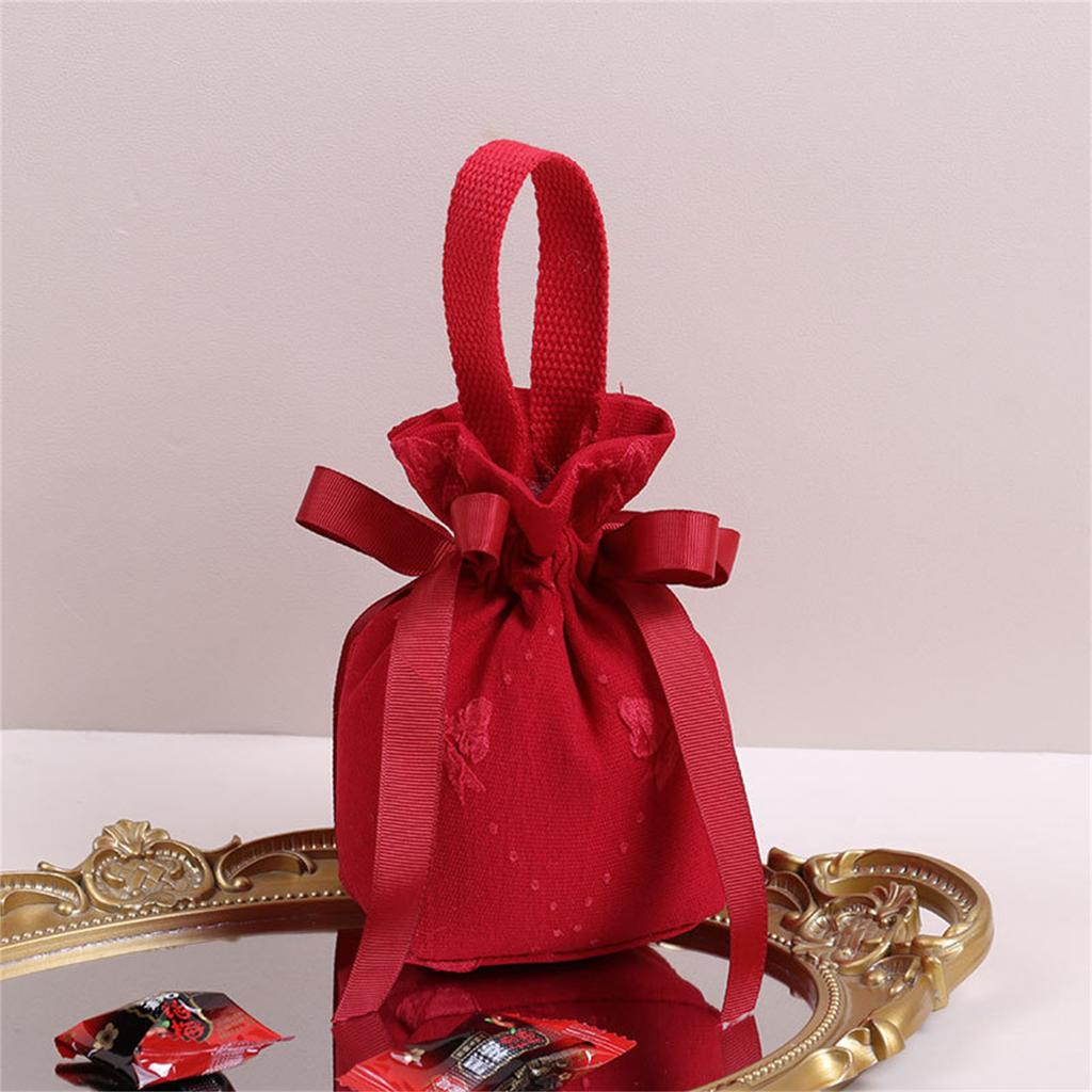6PCS Wedding Candy Bags Wedding Candy Boxes Drawstring Ribbon Bow Pouches Gift Box Creative Candy Packaging Bag