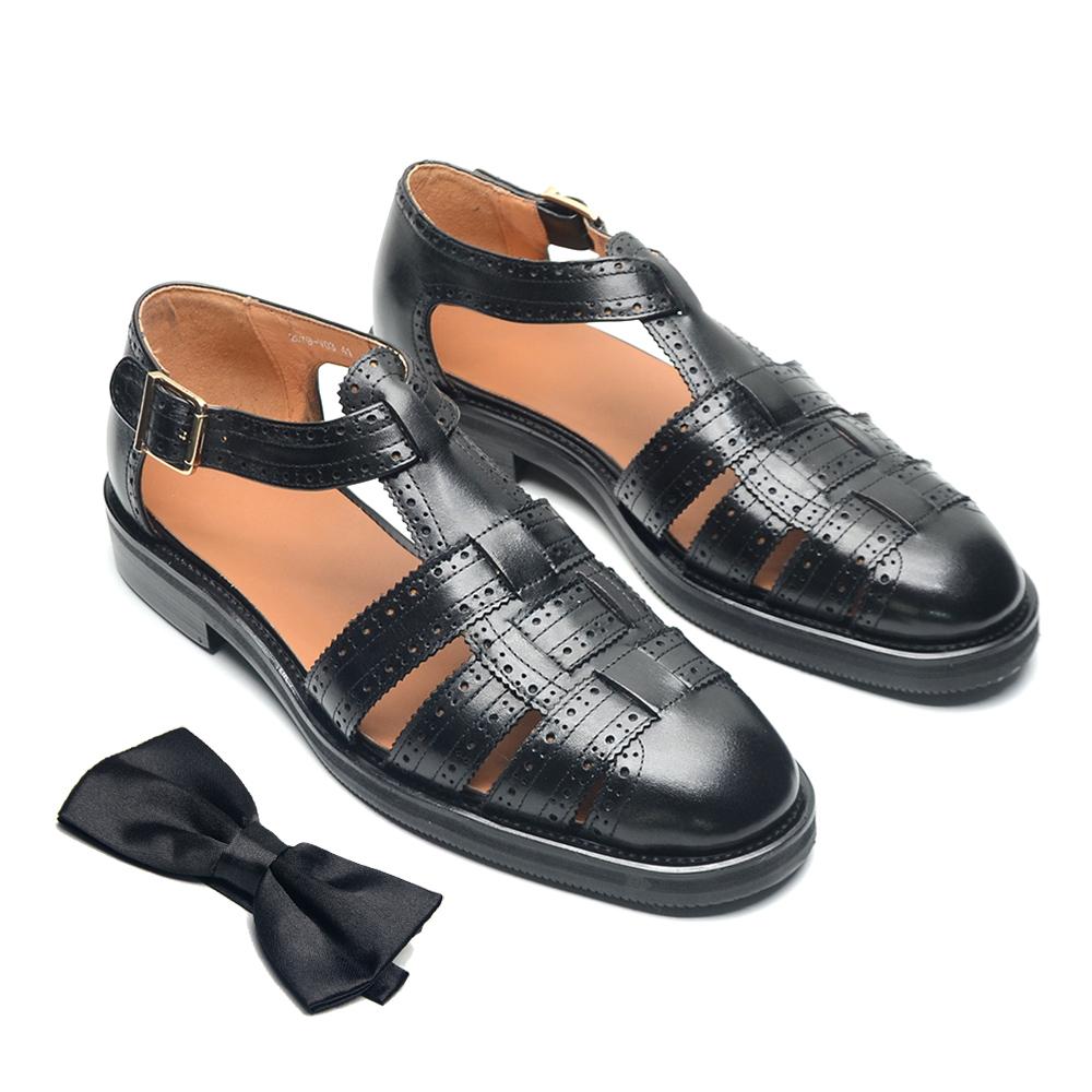 

Luxury Designer Men s Summer Sandals Genuine Leather Brogue Carving Man Shoes Formal Events Social Buckle Strap Men Slippers 38