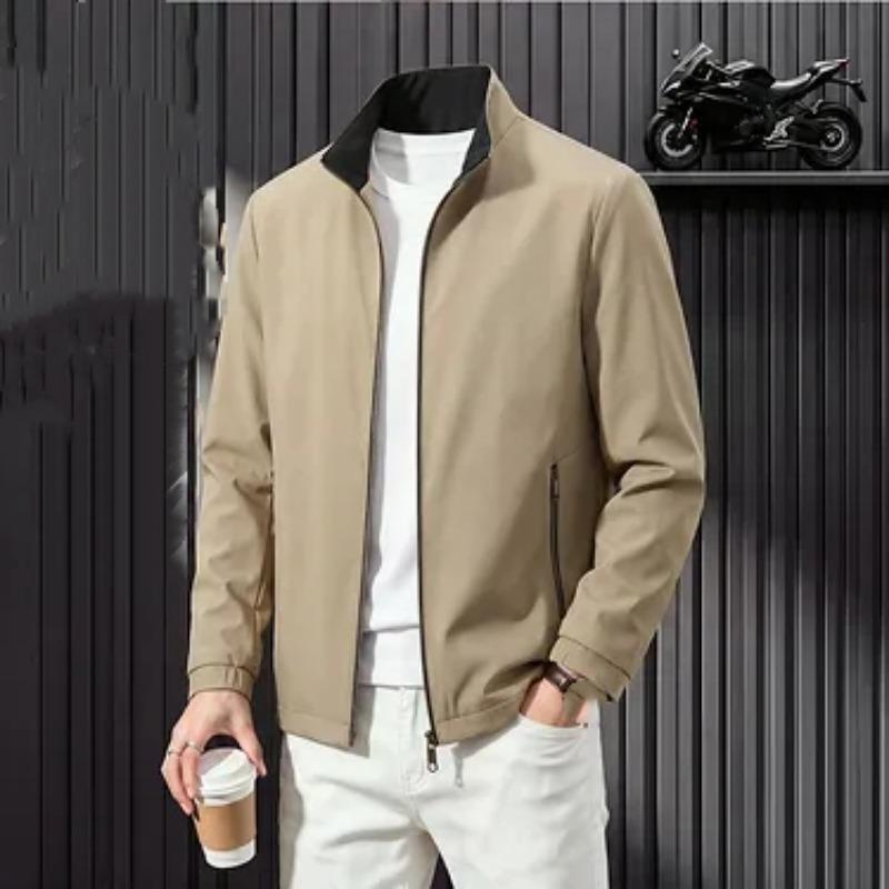 Men S Thin Stand Collar Jacket Business Casual Spring Autumn Coat