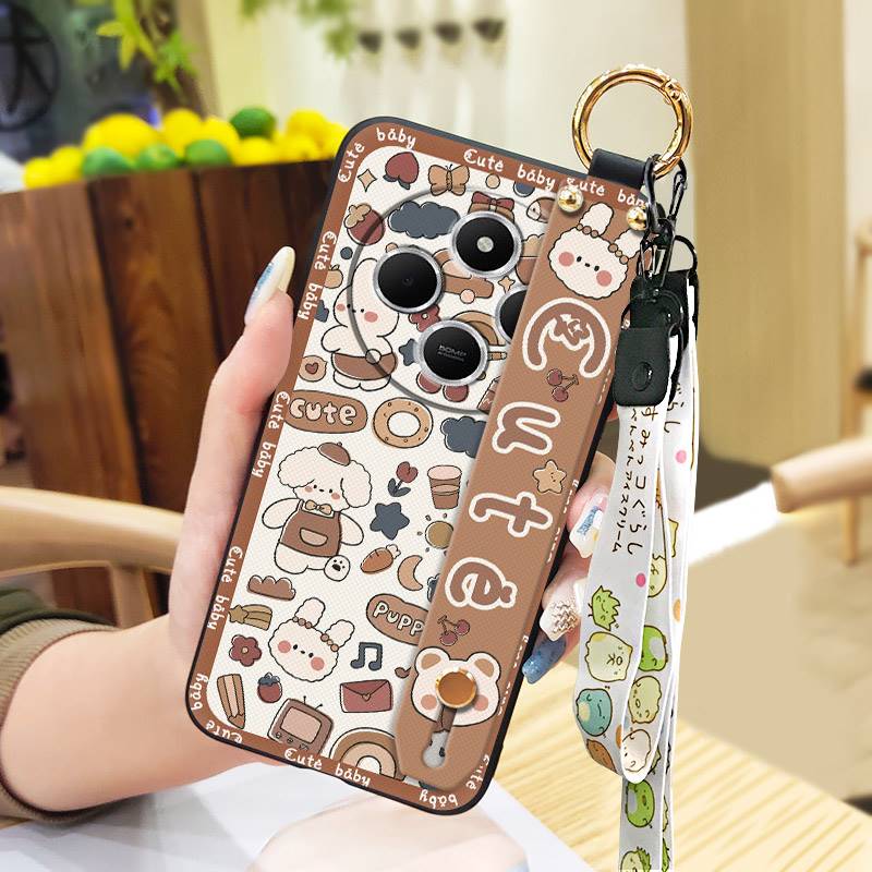 Wristband Back Cover Phone Case For Redmi A4 5G Shockproof Protective Waterproof Soft Case Kickstand Anti-knock Cute