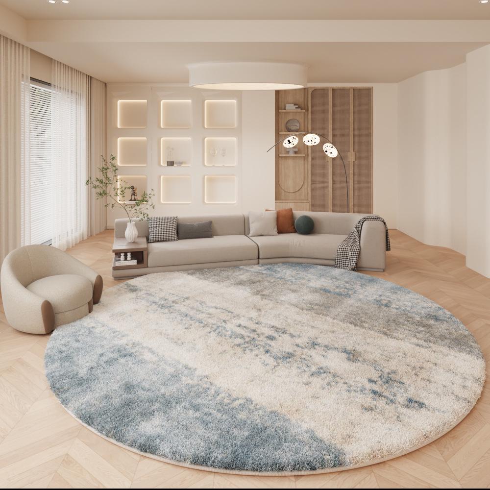 Custom Round Imitation Cashmere Living Room Rug – Non-Slip Floor Mat for Coffee Table or Bedside