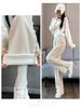 2026 Autumn/Winter Women's High-Waisted Herringbone Wide-Leg Pants with Plus Velvet and Slit, Slim Straight-Leg Design