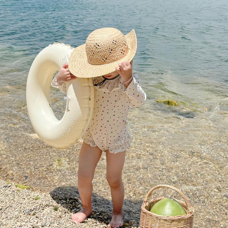 Fashionable Korean Style Girls' Long Sleeve Backless One-Piece Swimsuit for Summer