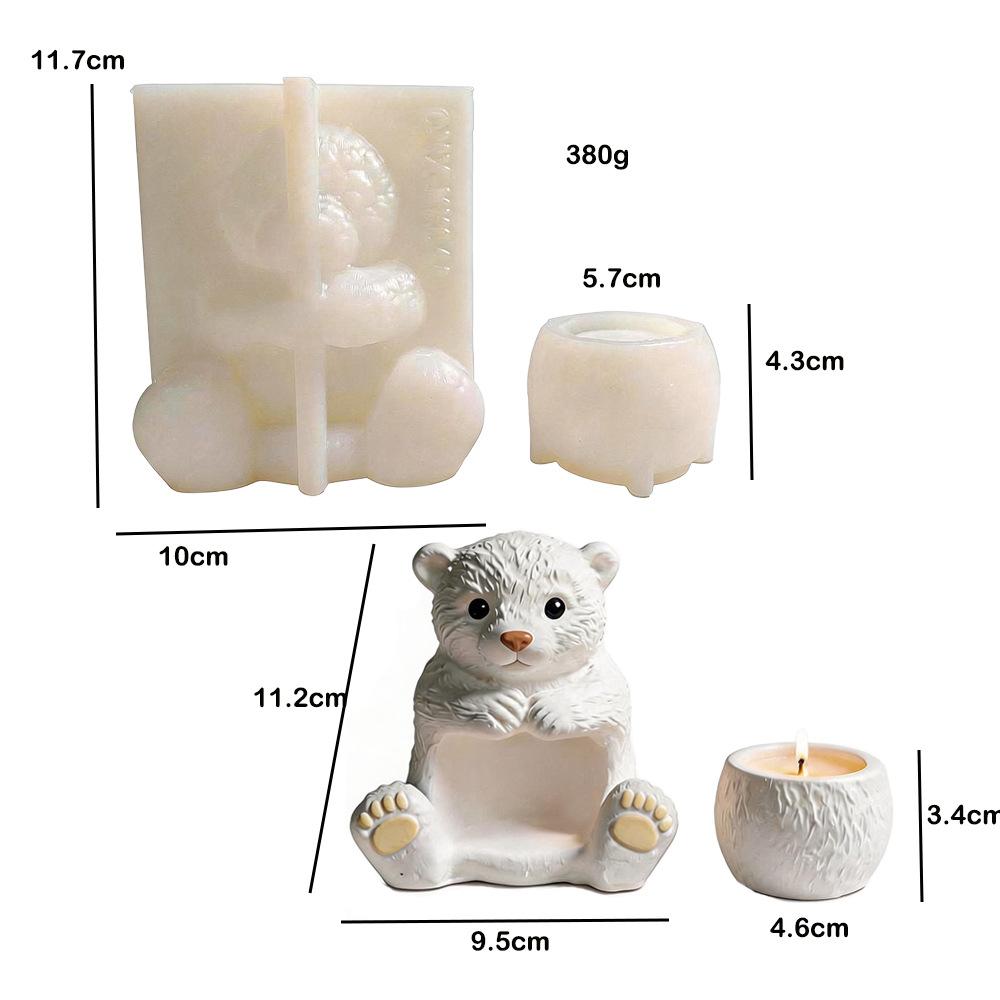

Diy Simple Bear Plaster Decoration Decoration Silicone Mold Can Be Filled With Candle Striped Candlestick Epoxy Mold белый