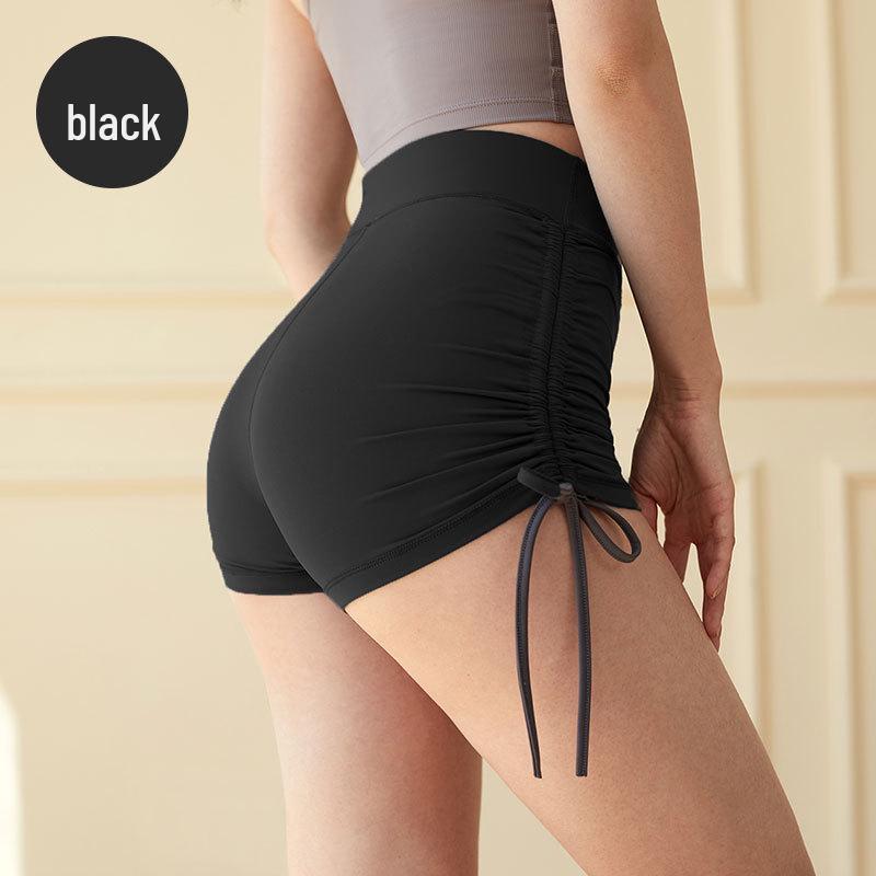 Women's Nude Feel Drawstring Yoga Shorts - Butt-Lifting, Seamless, Three-Point Fit for Running & Fitness