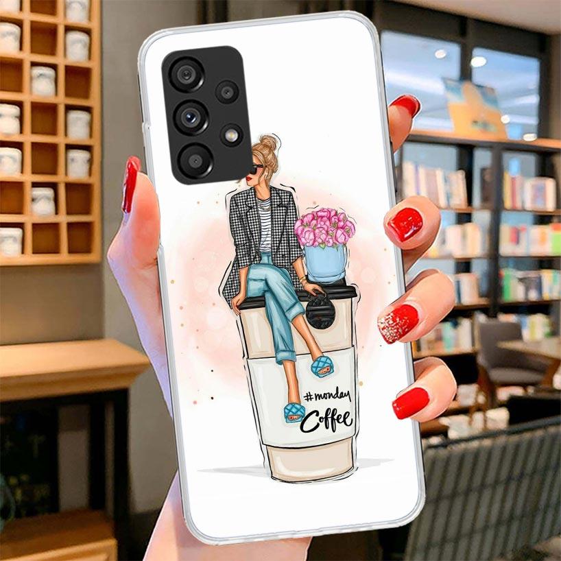 Girl Boss Female Coffee Phone Case For Samsung Galaxy A17 A37 A57 A16 A26 A36 A56 A15 A25 A35 A55 A14 A24 A34 A54 A13 A23 A33 A5