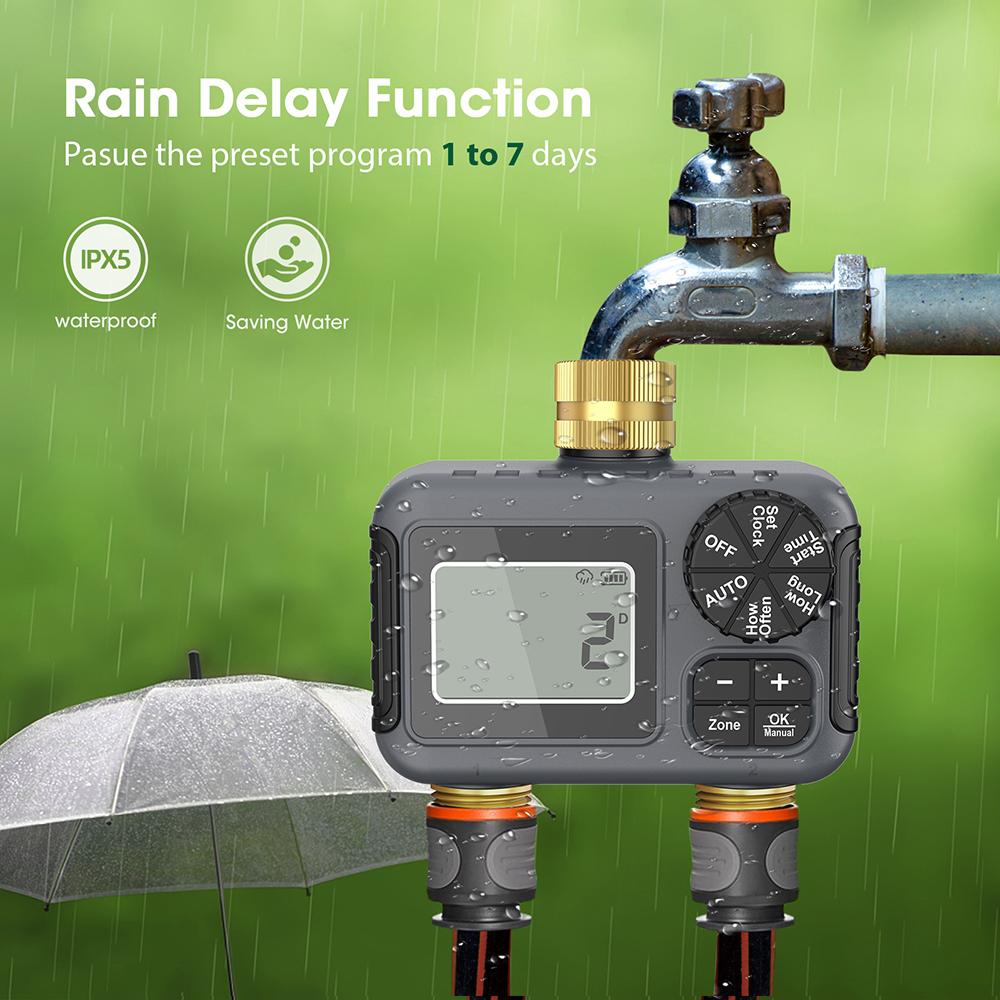 Newest 2-Way Dual Digital Water Timer Programmable Intelligent Irrigation Watering System Sprinkler Timer Drip Systems IPX5