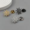 European American Small Cuju Sunflower Stainless Steel Brooch Men's Versatile Coat Shirt Cufflink Accessories