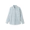 Women's Blue & White Plaid Shirt Jacket - Spring/Summer 2025, Casual Sun Protection, Cotton-Linen Blend