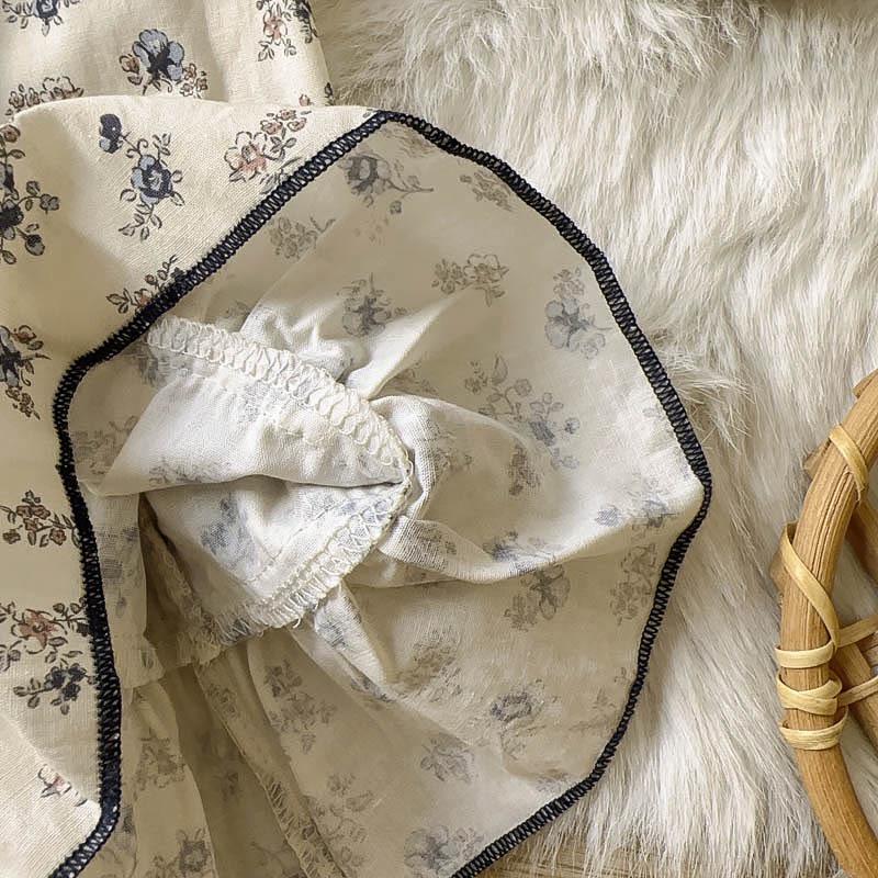 Süßes Blumen-Prinzessinnenkleid für Mädchen mit Peter-Pan-Kragen, langen Ärmeln, Herbstkollektion